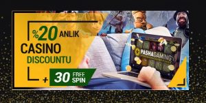 pashagaming slot bonusu 300x151 - PASHAGAMİNG %20 ANLIK CASINO DISCOUNT BONUSU + 30 FREE SPIN